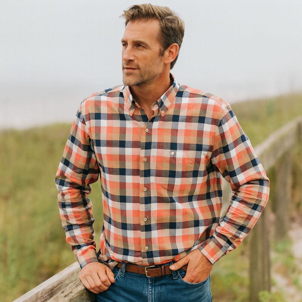Southern Tide Plaid Cotton Shirt Mens Size Large Long Sleeve Button Down Preppy
